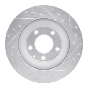 Mazda RX-8 Brake Rotor (1) - Rear Left - R1 Concepts - Drilled & Slotted - Silver - `04-`11